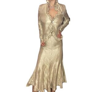 Champagne Gold Metallic Jacket and Skirt VGC